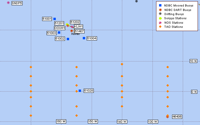 Mesomap of nearby weather buoys